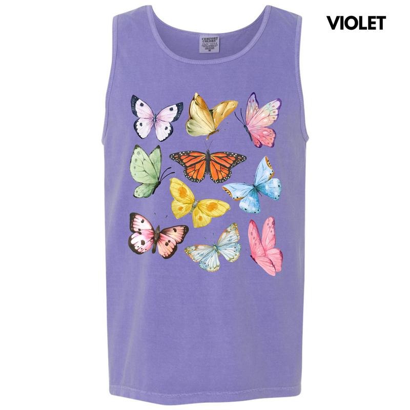 Tank Top -Butterfly In The Sky Comfort Colors Tank Top 'NLB' T-Shirts, Hoodie, Sweatshirt | RetroVerseTees.com