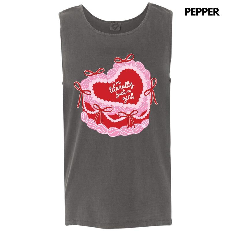 Tank Top -Literally Just A Girl Cake Comfort Colors Tank Top 'NLB' T-Shirts, Hoodie, Sweatshirt | RetroVerseTees.com