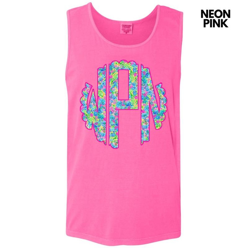 Tank Top -Neon Exotic Monogram Comfort Colors Tank Top 'NLB' T-Shirts, Hoodie, Sweatshirt | RetroVerseTees.com