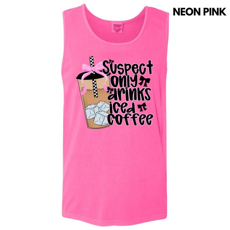 Tank Top -Suspect Drinks Iced Coffee Comfort Colors Tank Top 'NLB' T-Shirts, Hoodie, Sweatshirt | RetroVerseTees.com
