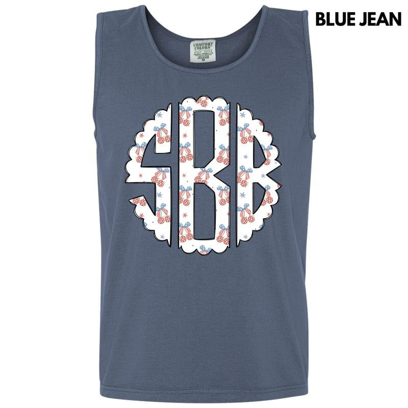 Tank Top -USA Disco Cherry Monogram Comfort Colors Tank Top 'NLB' T-Shirts, Hoodie, Sweatshirt | RetroVerseTees.com