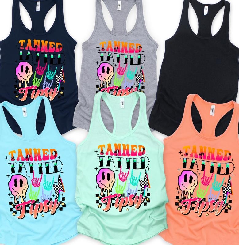 Tanned Tatted Tipsy WOMENS FIT Tank Top T-Shirts, Hoodie, Sweatshirt | RetroVerseTees.com
