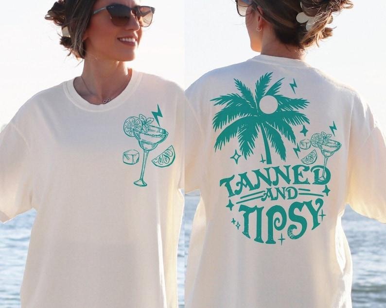 Tanned and Tipsy T Shirt, Beach summer Shirt, Beach shirt, Summer vibe Hoodie, Beach vibes Vacation, Beach Summer...
