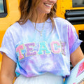 'Teach In Technicolor' Tie Dye Letter Patch T-Shirt Hoodie, Sweatshirt | RetroVerseTees.com