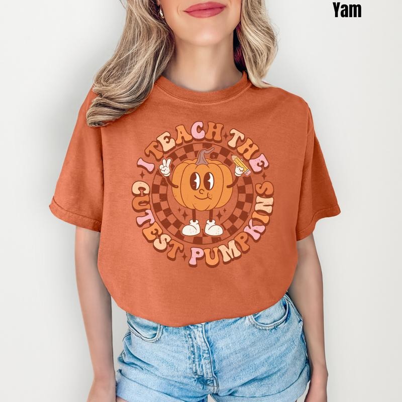 Teach The Cutest Pumpkins Comfort Colors T-Shirt 'NLB' Hoodie, Sweatshirt | RetroVerseTees.com