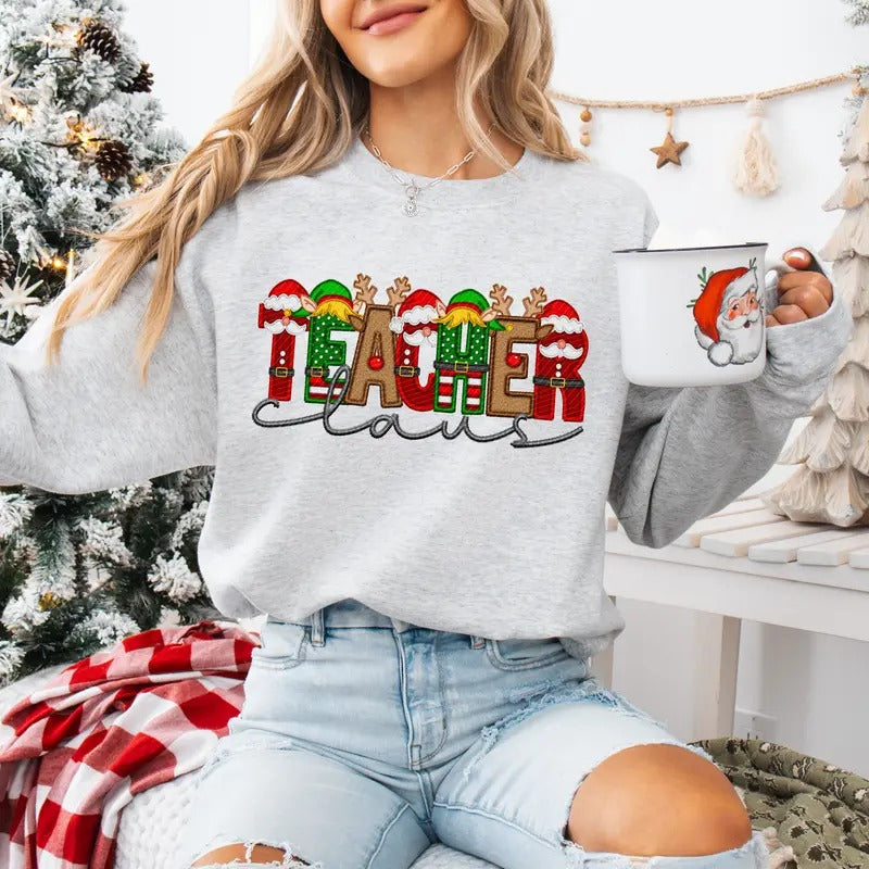 Teacher Claus Unisex Sweatshirt T-Shirts, Hoodie | RetroVerseTees.com