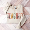 Teacher Shirt Boho Wildflowers Teacher Sweater Flowers Teach Shirt Spring Crewneck Teacher Gift Floral Pullover Cotton...