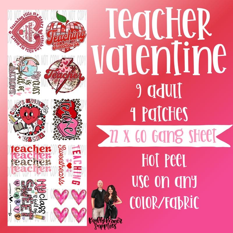 Teacher Valentine's Day #1 Gang Sheet, 22 x 60 T-Shirts, Hoodie, Sweatshirt | RetroVerseTees.com