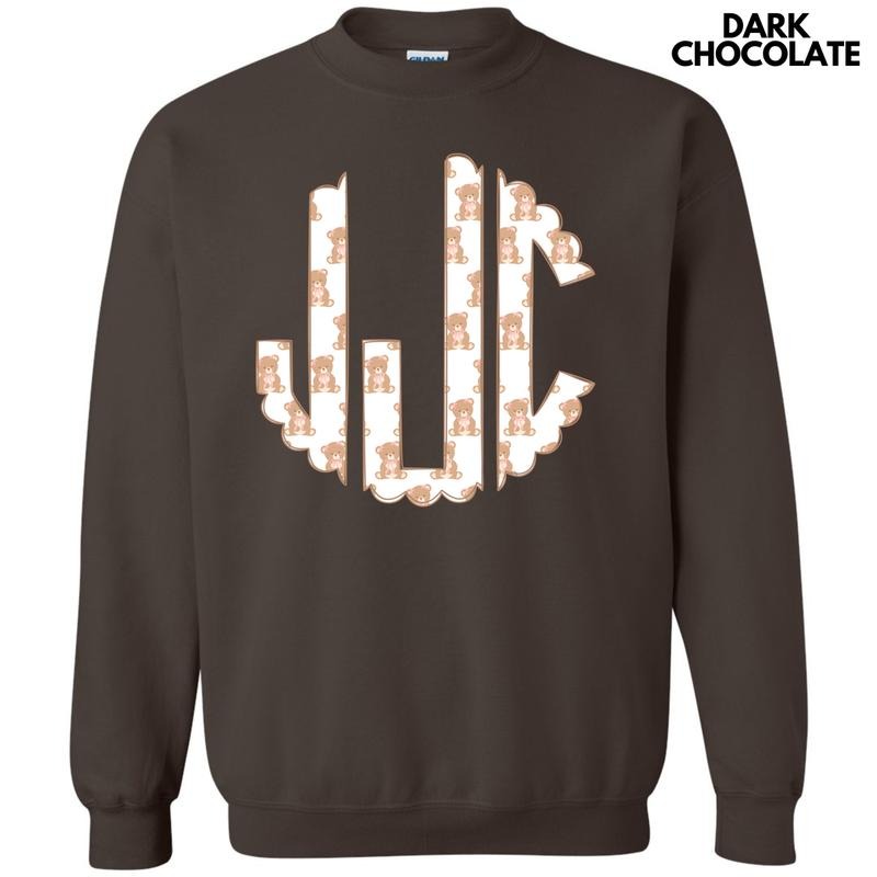 Teddy Bear Monogram Sweatshirt 'NLB' T-Shirts, Hoodie | RetroVerseTees.com