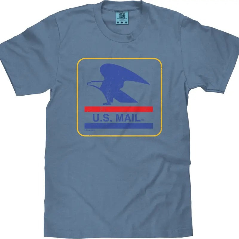 Tee Luv x Comfort Colors USPS U.S. Mail Eagle T-Shirt - Blue Jean Hoodie, Sweatshirt | RetroVerseTees.com