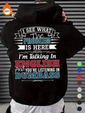 Teen Boy'WB shield Letter Print Hoodie, Casual Graphic Hooded Sweatshirt for Fall & Winter, Kids TNF for Daily Wear T-Shirts