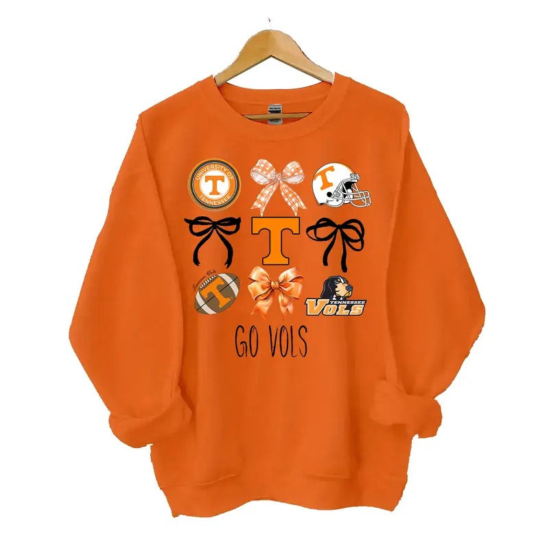 Tennessee Vols Coquette Football Sweatshirt, Orange, Long Sleeve, Classic Cotton Blend, Gameday Tee, Casual Style,...