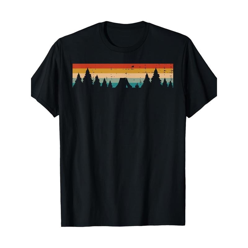 Tent Tree Sunset Vintage Nature Camping Men's T-shirt -100% cotton Made in USA Hoodie, Sweatshirt | RetroVerseTees.com
