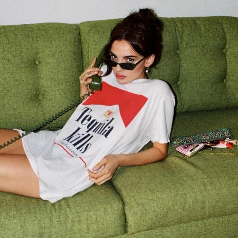 Tequila K*lls Aesthetic Tshirt Retro Summer Shirt Margarita Sweater, Tequila Hoodie, Beach vibes Social Club Cocktail...