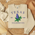 Texas Bluebonnet Embroidered State Flower Sweatshirt, Hometown Embroidered Shirt, Favorite Flower Embroidered Shirt Hoodie
