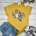 Texas Cheetah Sunflower with Cow Skull Graphic T-shirt Hoodie, Sweatshirt | RetroVerseTees.com