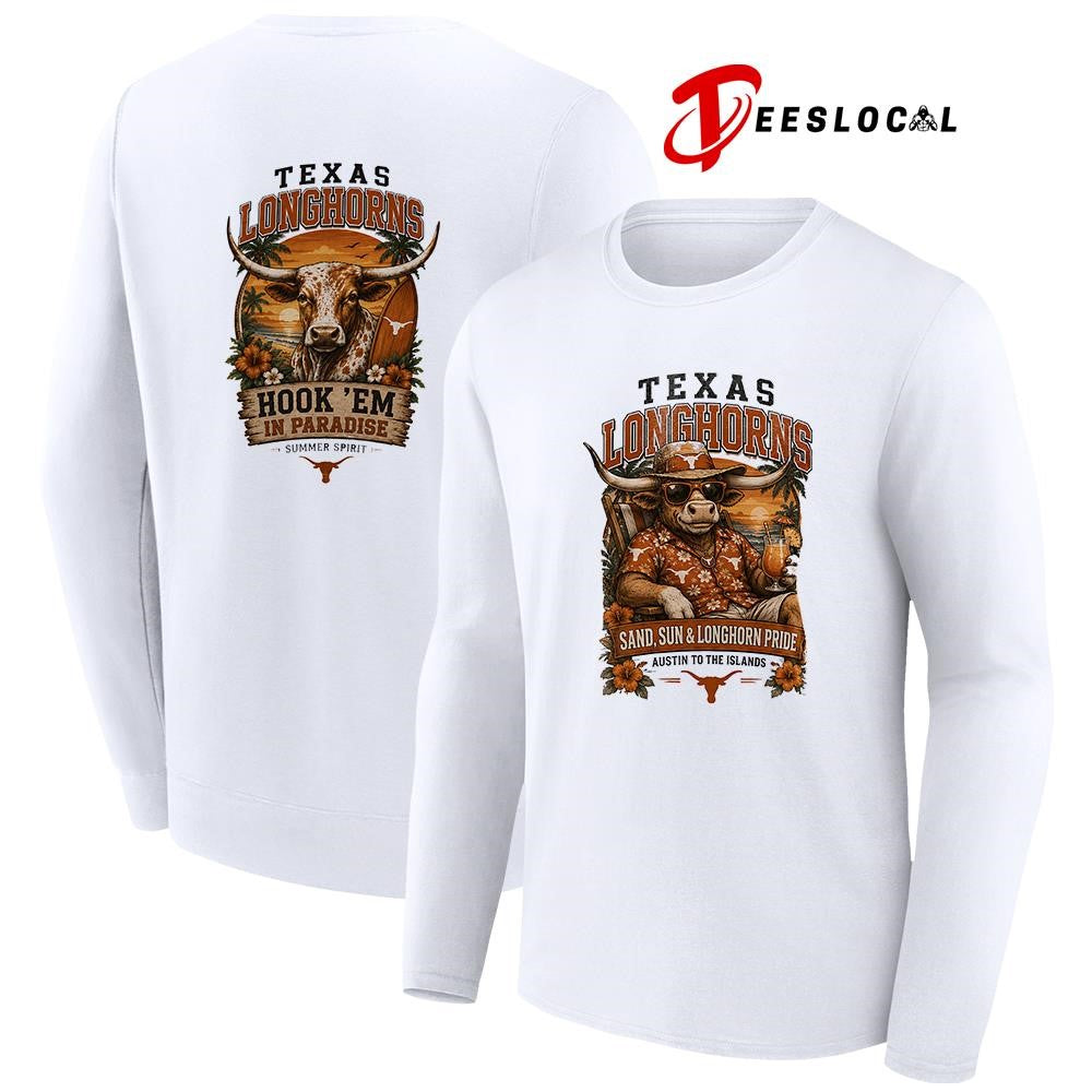 Texas Longhorns san and sun Austin to the islands tropical paradise shirt