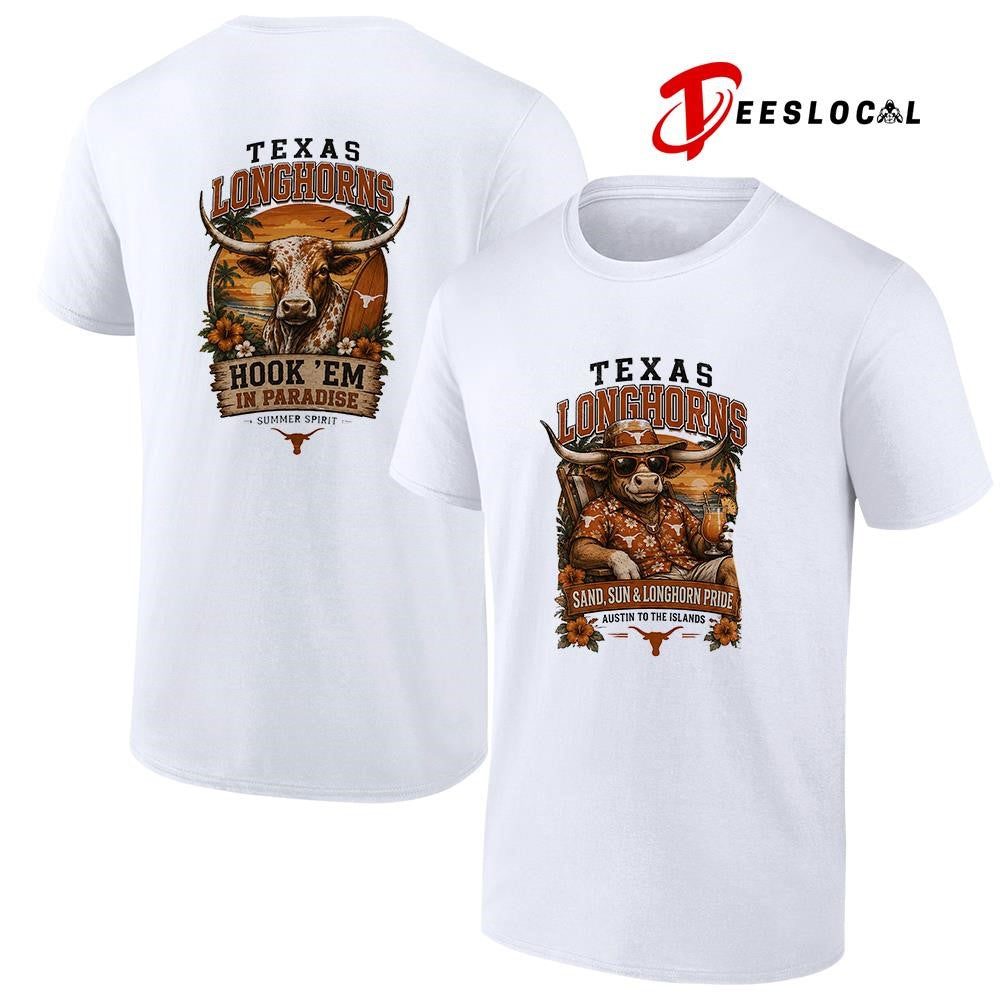 Texas Longhorns san and sun Austin to the islands tropical paradise shirt