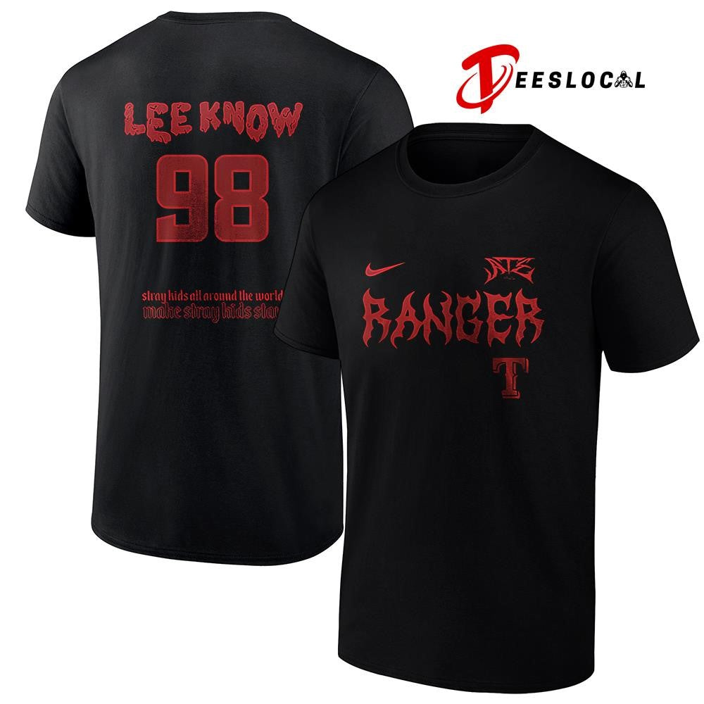 Texas Rangers x Stray Kids Lee Know all around the world Dominate world tour name and number shirt