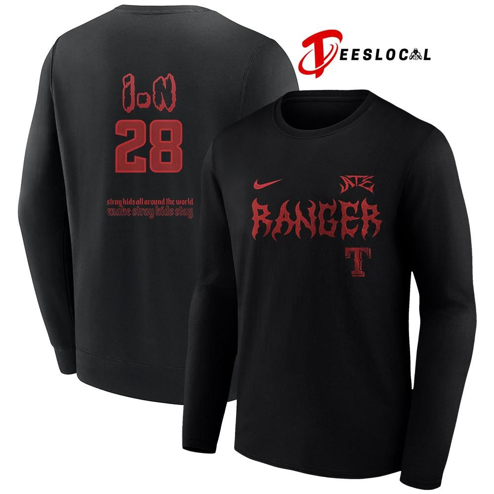Texas Rangers x Stray Kids all around the world Dominate world tour name and number shirt