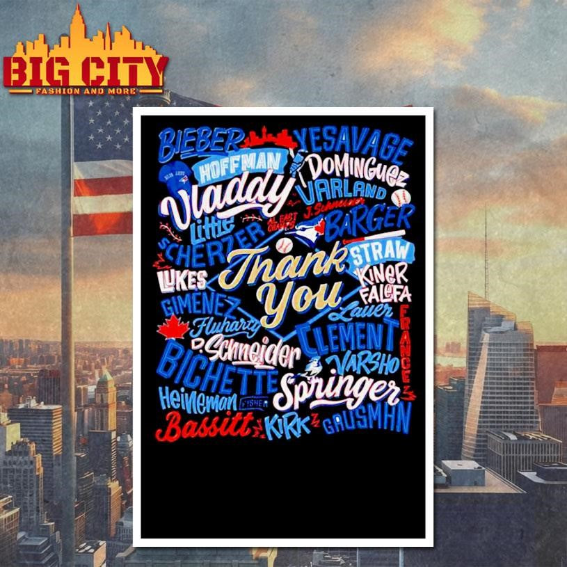 Thank You Toronto Blue Jays Player Name 2025 MLB Shirt