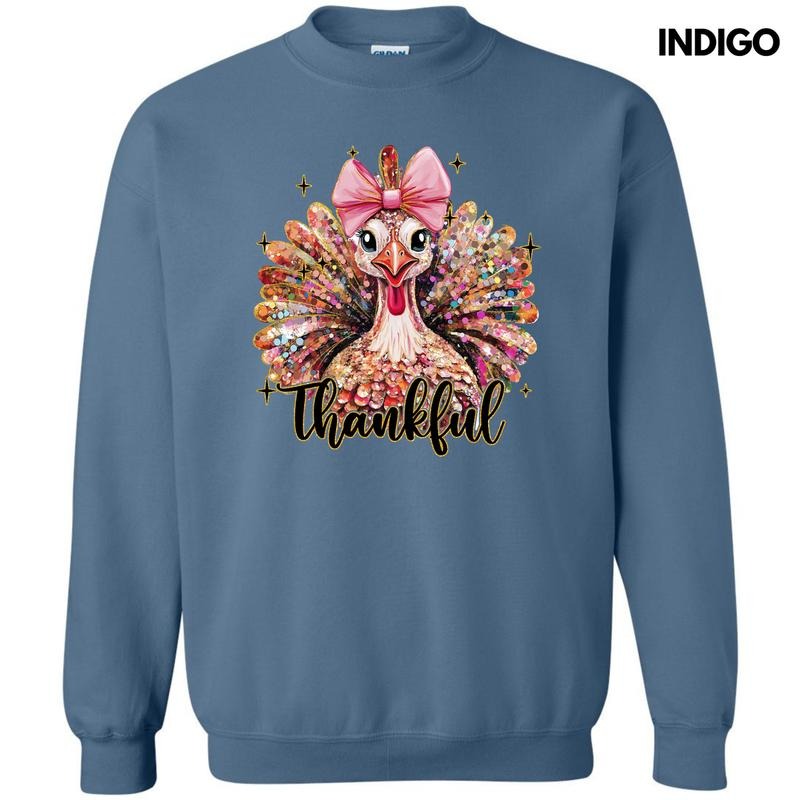 Thankful Glitter Turkey Sweatshirt 'NLB' T-Shirts, Hoodie | RetroVerseTees.com