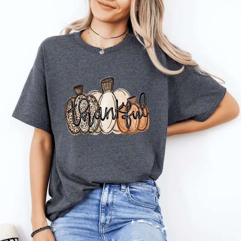 Thankful Thanksgiving Shirt. Casual Fall Softstyle Unisex T-Shirt. Cute Graphic Tee Hoodie, Sweatshirt | RetroVerseTees.com