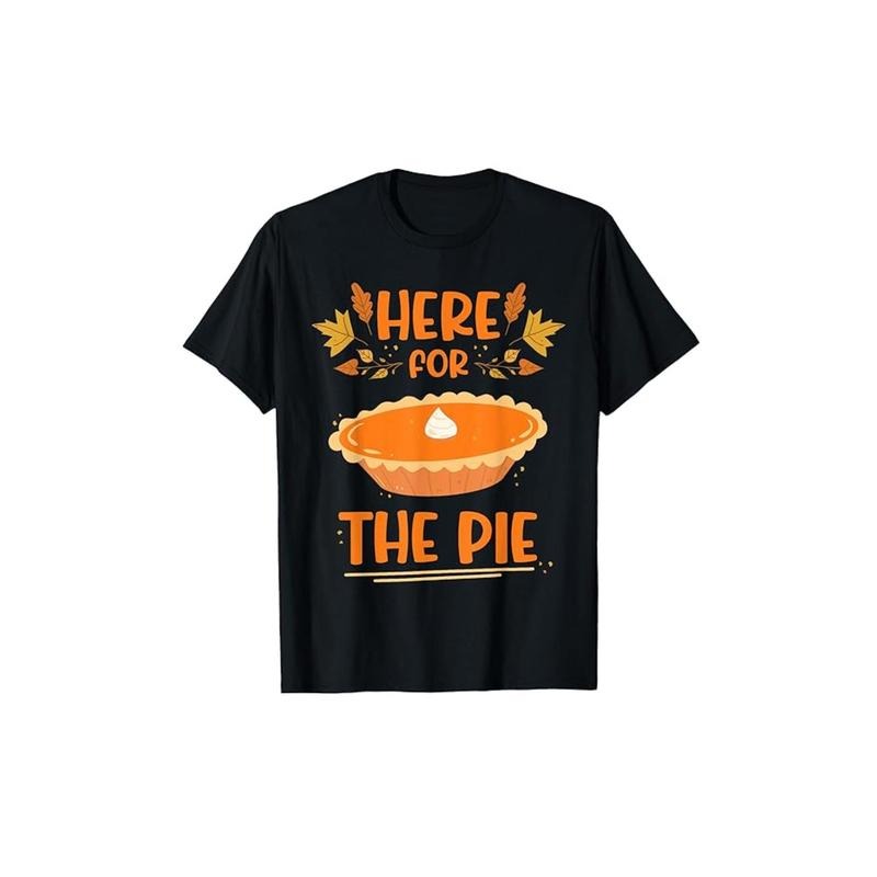 Thanksgiving Pumpkin Pie Graphic T-Shirt - Unisex 100% Cotton Crew Neck Tee, Casual Printed Top with Slight Stretch,...