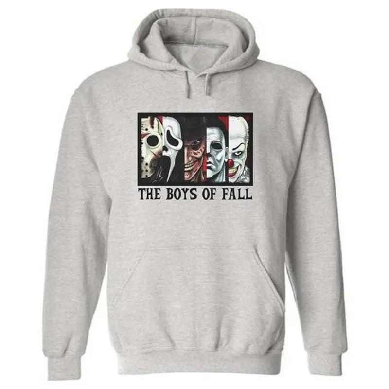 The Boys Of Fall Halloween Horror Movie Characters Hoodie, Jason M1chael Myers Ghostface Horror Characters Hoodie for men...