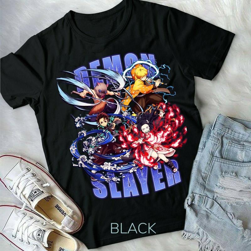 The Demon slaire new T-Shirt S-4XL Vintage style design T shirt graphic tee Hoodie, Sweatshirt | RetroVerseTees.com