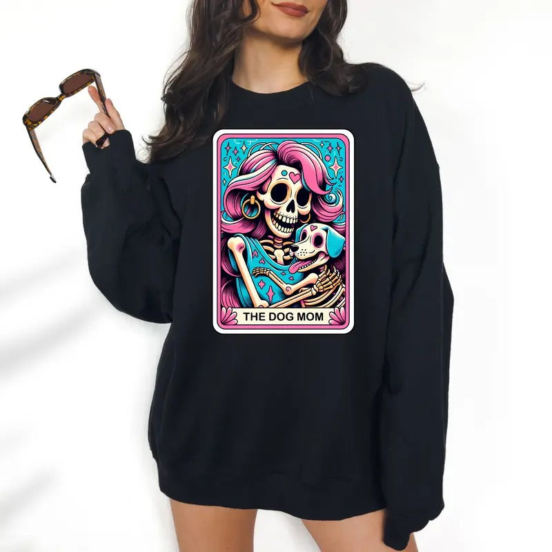 The Dog Mom - Unisex Crewneck Sweatshirt - Print is Sublimation, Tarot, Gift Idea, Relaxed Fit, Casual Apparel T-Shirts,...