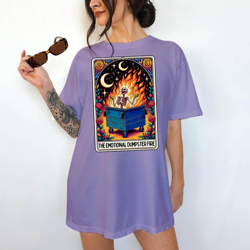 The Emotional Dumpster Fire - T-Shirt, Unisex T-Shirt, Funny Graphic Tarot Tee, Comfortable Shirt, Dark Humor Hoodie,...