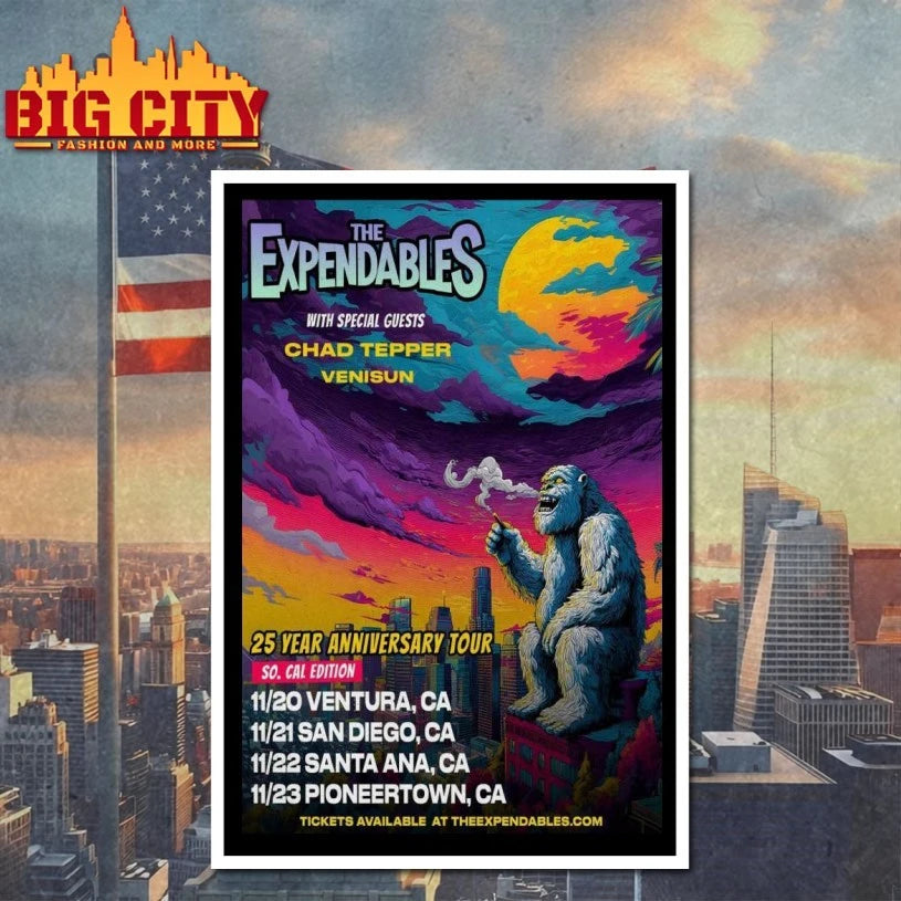 The Expendables 2025 Year Anniversary Tour CA Poster shirt
