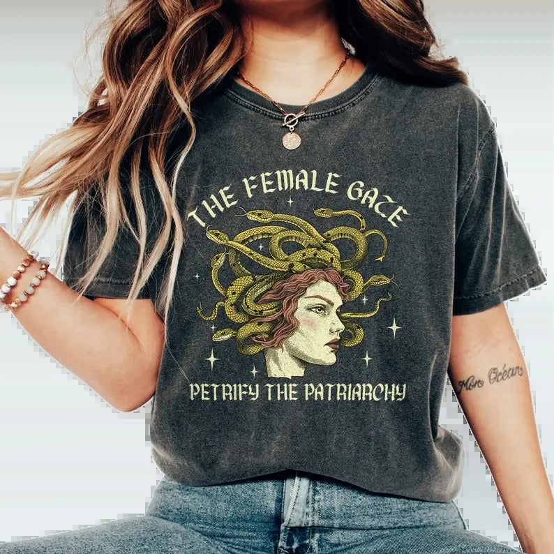The Fema.le Ga.ze Shirt, Petri.fy the Patriar.chy Shirt, Feminist Women's Rights, throne of glass book merch Hoodie,...