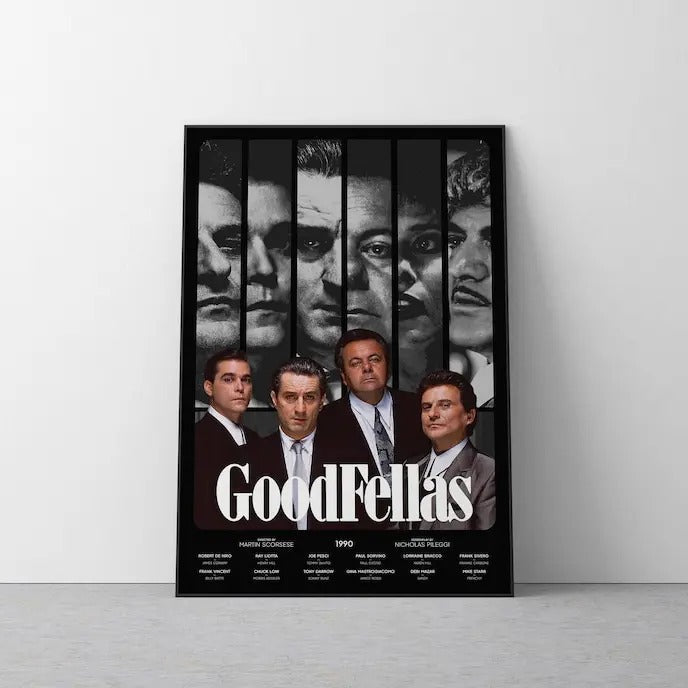 The GoodFellas 1990 Halftone Movie Poster, Grayscale Theme, Modern Poster Print, Wall Art, Mafia Crime T-Shirts, Hoodie,...