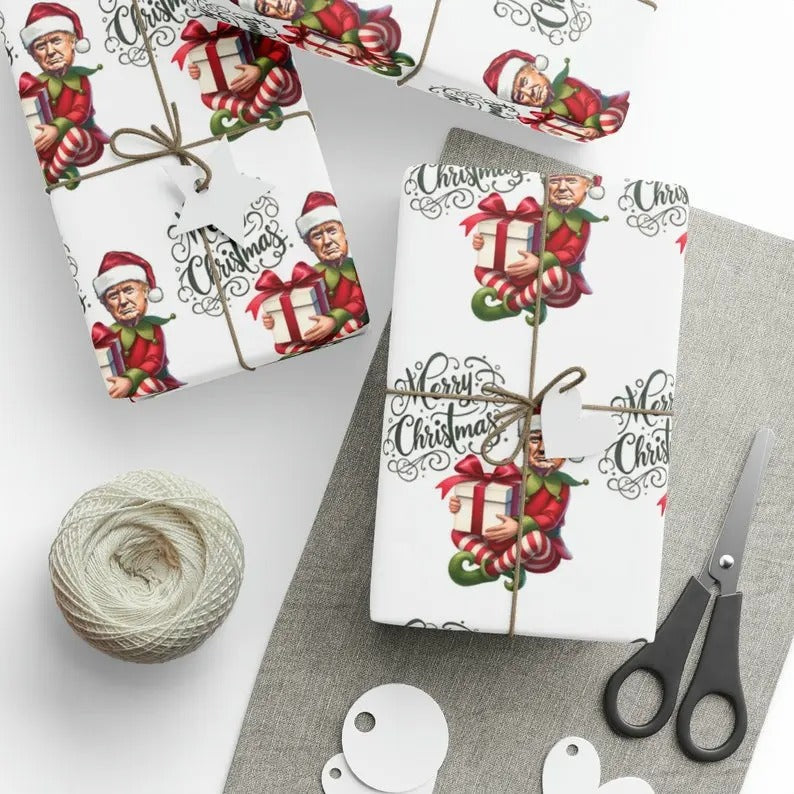 The Great Trump Elf Gift Wrap Merry Christmas Gift Wrap Elf Trump 2024 Trump Wrapping Paper Trump Christmas Funny Gift...
