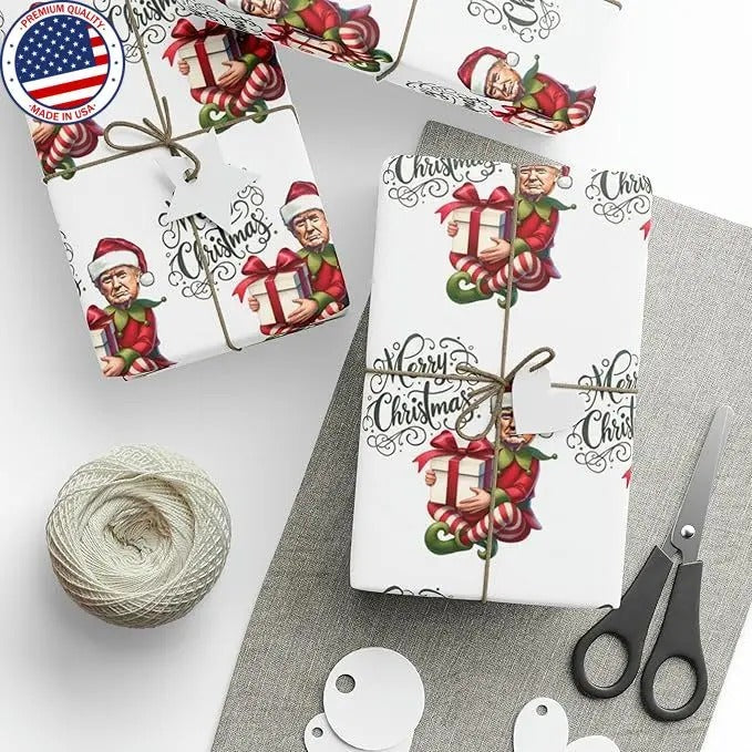 The Great Trump Elf Gift Wrap Merry Christmas Gift Wrap Elf Trump 2024 Trump Wrapping Paper Trump Christmas Funny (30 x...
