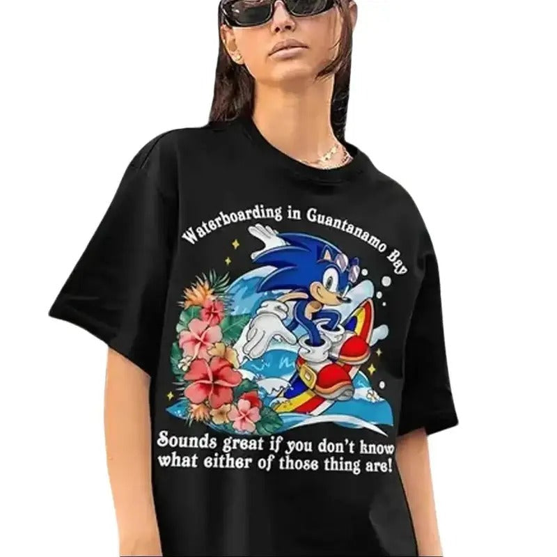 The Hedgehog Shirt Waterboarding In Guantanamo Bay tee, The Hedgehog Video Game Shirt, Cozy Gamer Shirt, Unisex Cotton...