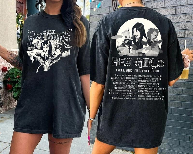 The Hex Girls Classic Vintage T-Shirt Black Crewneck Casual Rock Band Sweatshirt with Graphic Design Hoodie