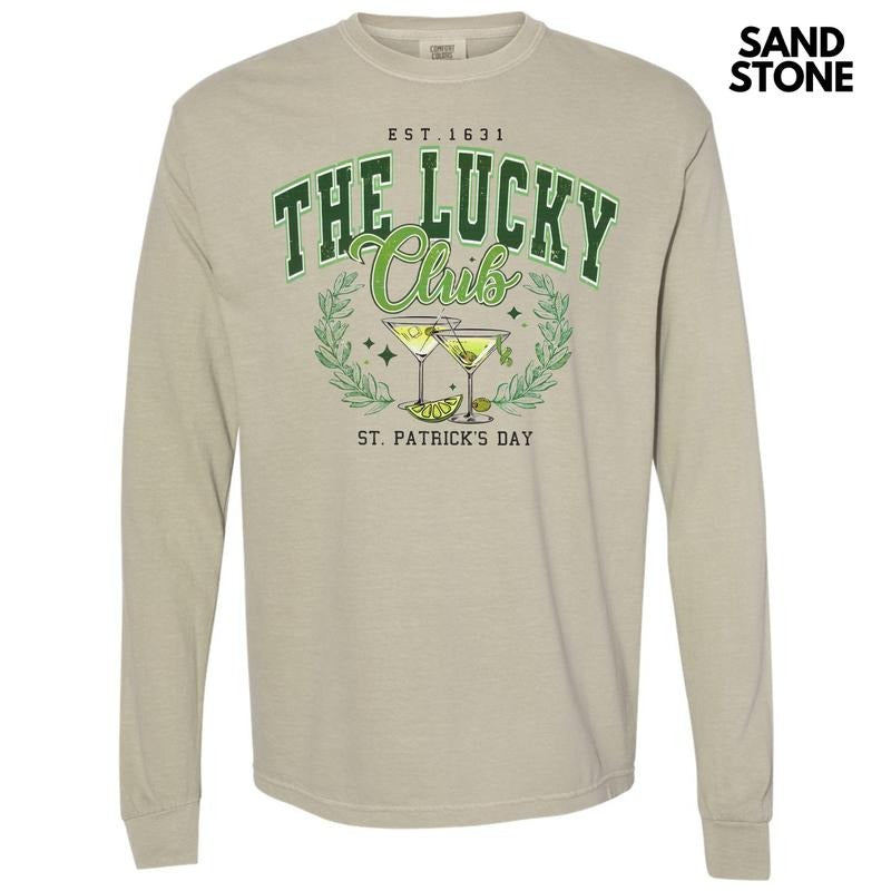 The Lucky Club Long Sleeve Comfort Colors T-Shirt Hoodie, Sweatshirt | RetroVerseTees.com