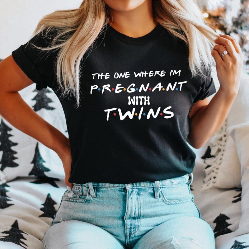 The One Where I'm Pregnant With Twins Shirt, Twins Pregnancy Announcement T-shirt For Mom, Twins Reveal Mama Gift Tee,...