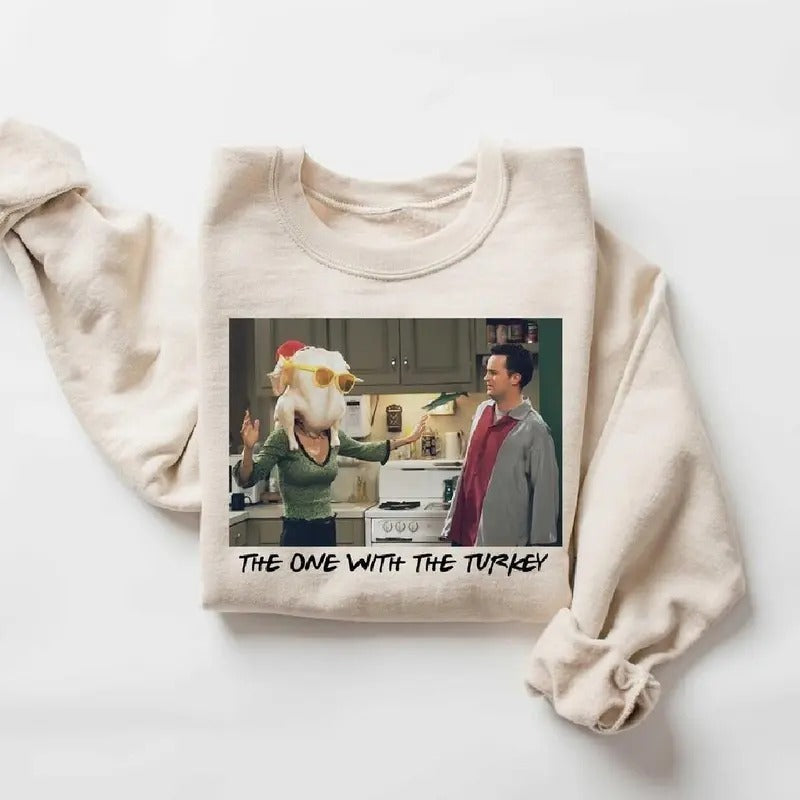 The One Where Its Thanksgiving Tshirt Turkey Shirt Vintage Turkey Thanksgiving Funny Thanksgiving Friends Shirt Hoodie,...