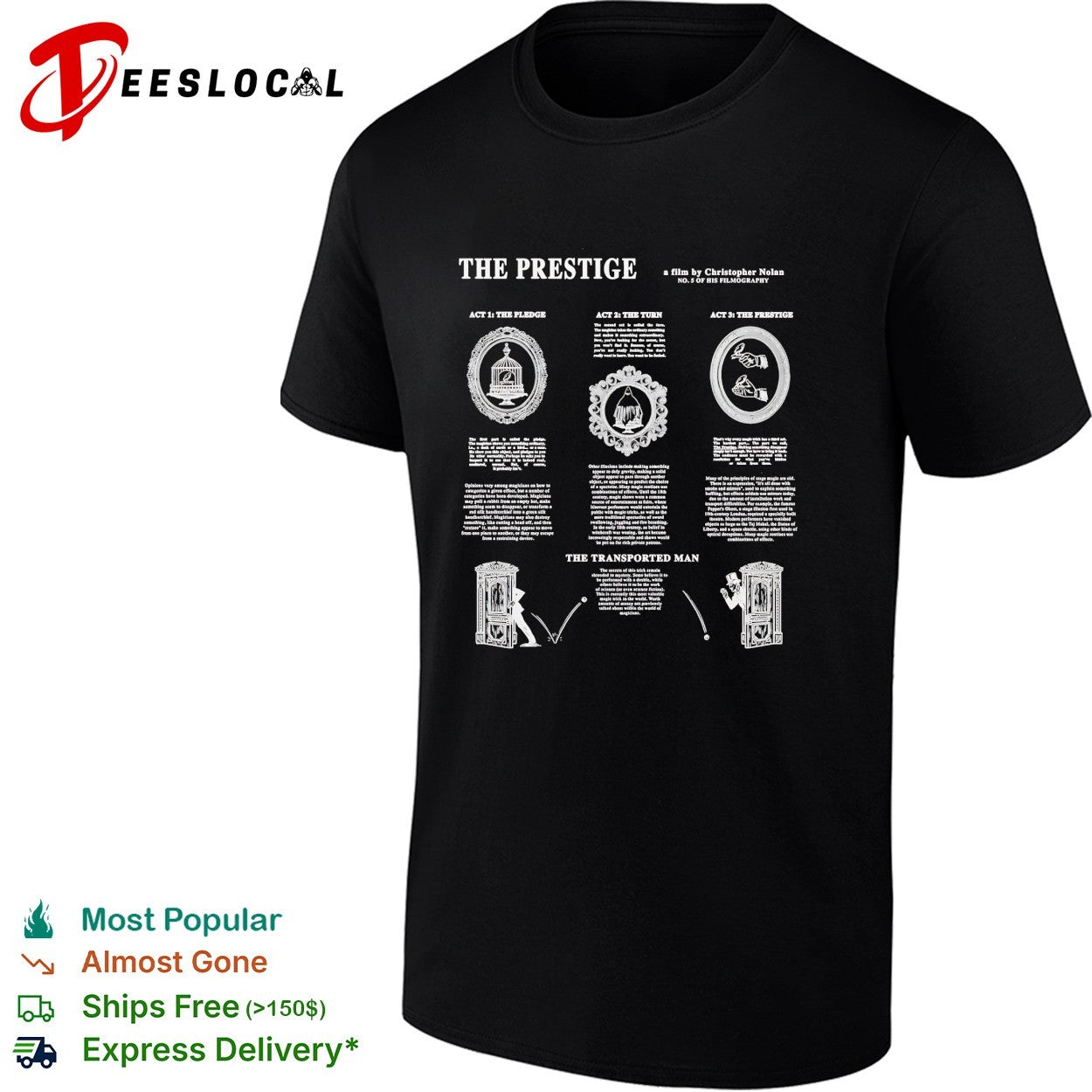 The Prestige Christopher Nolan film pledge turn transported man infographic shirt