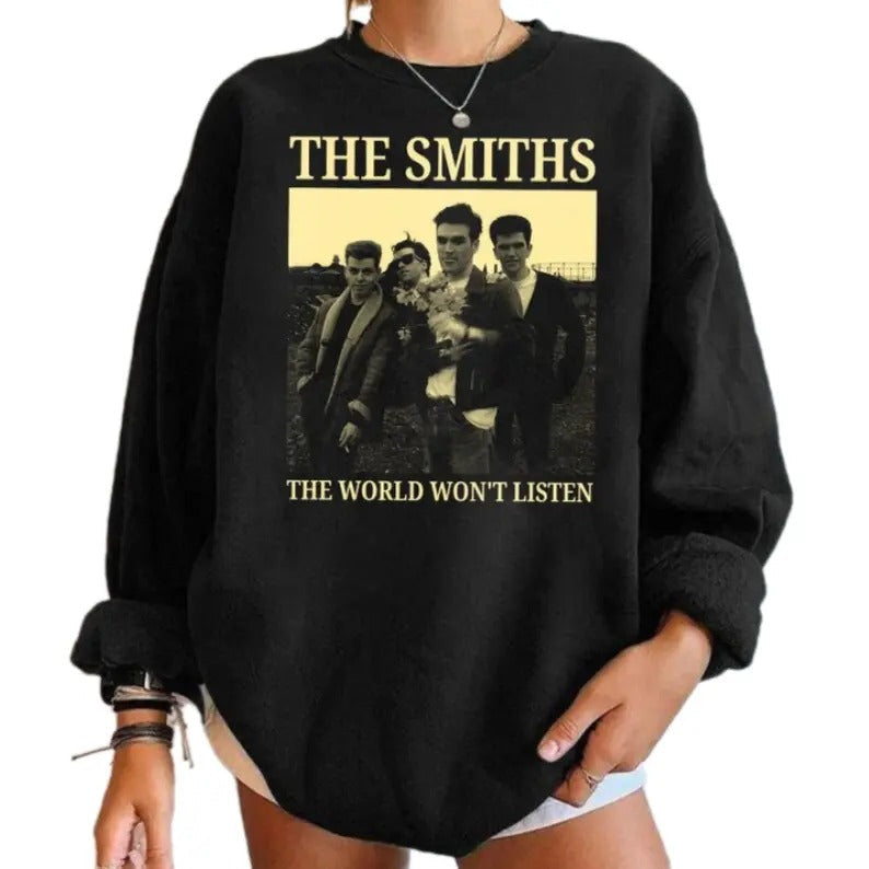 The Smiths The World Won't Listens Graphic Sweatshirt, The Smiths Crewneck, Fans Gift T-Shirts, Hoodie | RetroVerseTees.com