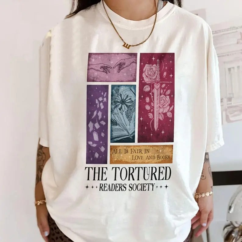 The Tortured Readers Society T-Shirt, Book Nerd Shirt, Reading Teacher Shirt, Book Lover Gifts, TPD Inspired, Svviftie...