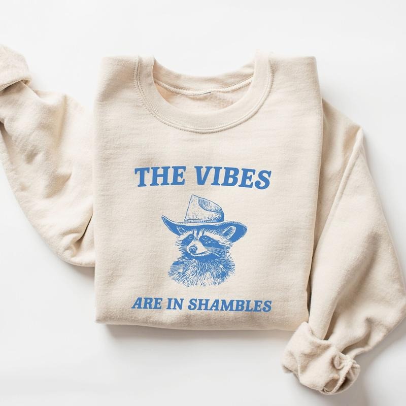 The Vibes Are In Shambles Sweatshirt, Racoon Meme shirt, Racoon Moon howling Shirt Hoodie | RetroVerseTees.com