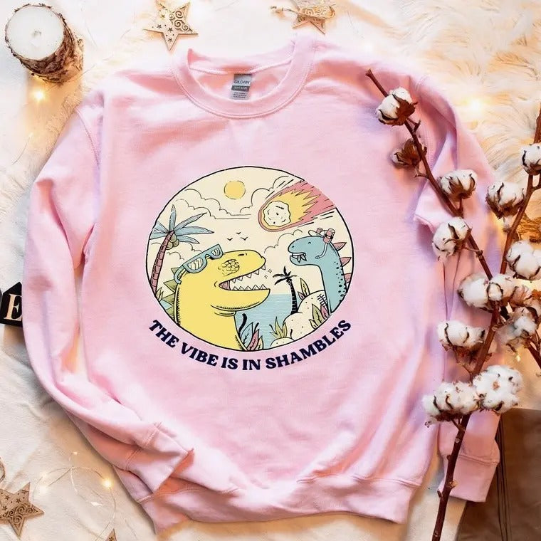 The Vibes Are In Shambles Unisex Sweatshirt, Funny Meme Sarcastic Sweatshirt, Vintage Mental Health Sweatshirt, Big Bang...