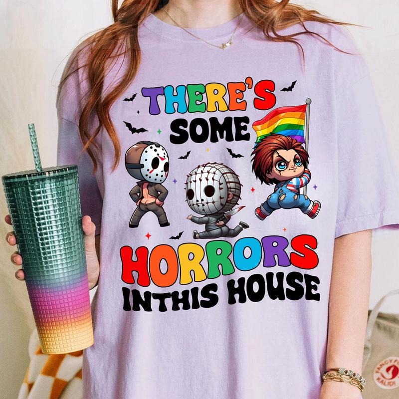 There's S0me Horrors In This House Shirt Lgbtq, Funny Horror Shirt, Halloween Shirt Hoodie, Sweatshirt | RetroVerseTees.com