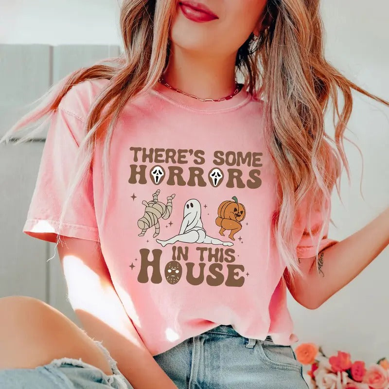 There's Some Horrors In This House Unisex Shirt, Funny Halloween Sweatshirt, Retro Halloween Hpodie, Halloween Shirt,...