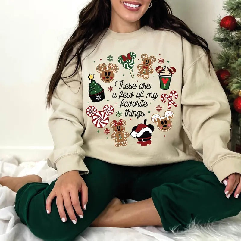 These Are A Few Of My Favorite Things Christmas Sweatshirt, Very Merry Christmas Tee, Holiday Vacation Gifts Cotton...